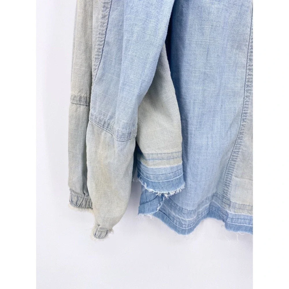 We The Free People Set Sail Denim Top XS Button Shirt Bleached Distressed NWT - Picture 5 of 9